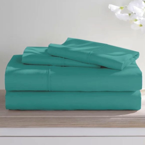 New 4-Piece King Deep Pocket Bedding Sheets • AQUA - Picture 1 of 3